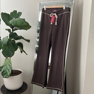 Brown Sweat Pants Flare with Drawstring
